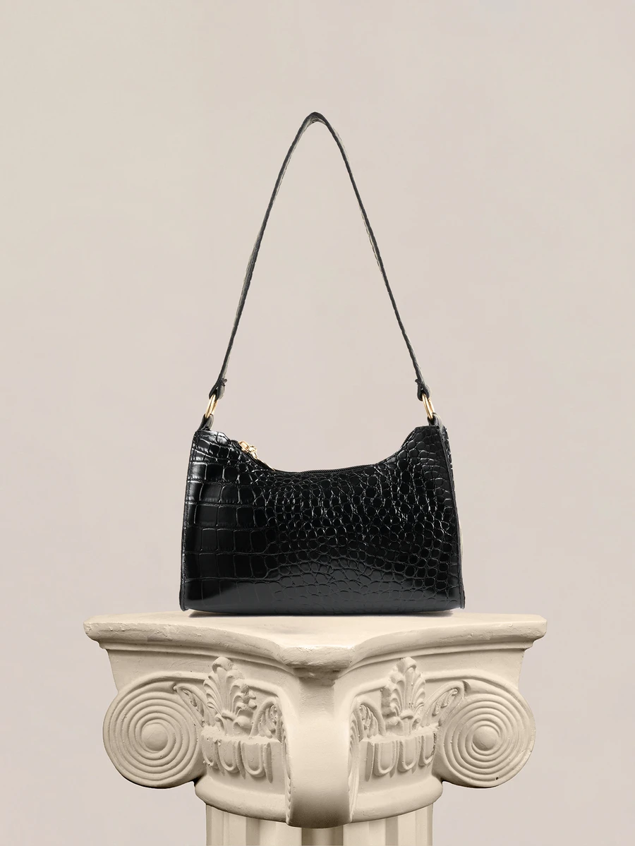 Rylithe Women's Fashion & Versatile Crocodile Pattern Shoulder Bag - Black - View 1