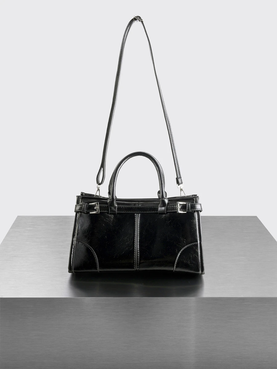 Rollcall New Fashion Simple & Elegant Messenger Bag, PU Leather Casual Vintage - Black - View 1