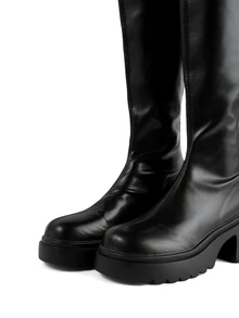 Rollcall Style With Fall Clothes Perfect With Sweater, Women's Black High Knee Length Riding Boots - Black - View 4