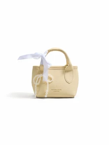 Trivaya Cute Candy Color Mini Square Bag, Fashion Dopamine Shoulder Bag With Bow Decor, Lovely  Style Handbag For Women, Kawaii - Yellow - View 3
