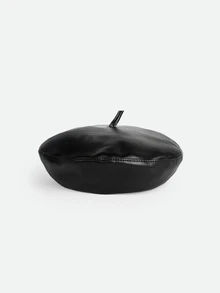 CHICVUE 1pc Minimalist Solid Beret Vintage Casual,School - Black - View 2