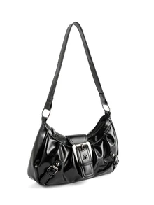 Rollcall Underarm Shoulder Bag Vintage Bag, Baguette Bag For Daily Storage Wallet Phone Travel Essential Lightweight Pleated Shoulder Bag For Women - Black - View 2