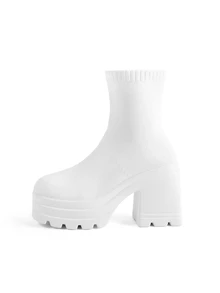 Rollcall Fall/Winter 2025 Women's Casual Slip-On Knitted High Heel Thick Bottom Fashion Boots In White - White - View 3