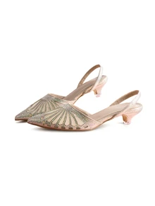 Rylithe Women's Elegant Mule Shoes For All Seasons, Suitable For Weddings, Fashion Pointed Toe Slip-On Shoes - Champagne - View 4