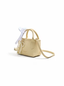 Trivaya Cute Candy Color Mini Square Bag, Fashion Dopamine Shoulder Bag With Bow Decor, Lovely  Style Handbag For Women, Kawaii - Yellow - View 4