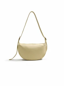 Trivaya Large Capacity Versatile Casual Niche Design Minimalist Solid Color Zipper Shoulder Crossbody Saddle Bag, Commuter Dumpling Bag - Multicolor - View 3