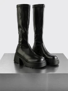 Rollcall Style With Fall Clothes Perfect With Sweater, Women's Black High Knee Length Riding Boots - Black - View 1