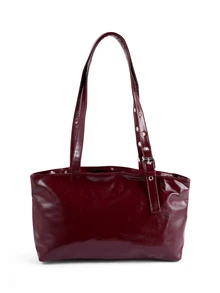 Rollcall 1pc Vintage Large Capacity Tote Bag, Commuter Oversized Underarm Bag, Fashion - Burgundy - View 3