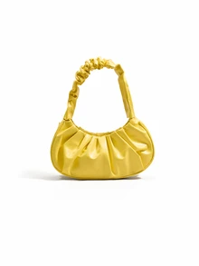 Trivaya Trendy fashion new cloud pleated solid color one-shoulder cross-body bag women's bag versatile solid color handbag women's bag - Kuning - View 3