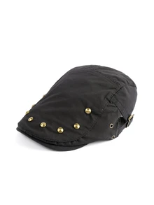 Rollcall Solid Color Retro Rivet Front Cap, Women's Thin Sun-Shading Anti-UV Casual Beret Hat, Versatile - A - View 2