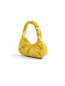 Trivaya Trendy fashion new cloud pleated solid color one-shoulder cross-body bag women's bag versatile solid color handbag women's bag - Kuning - View 4
