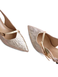 Rylithe Champagne Color Chunky Heel Sandals, Sexy Pointed Toe Backless High Heels, New Summer Bridesmaid Shoes - Champagne - View 4