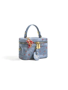 Trivaya Fashionable New Elegant Solid Color PU Material Portable Square Bag, Mini PU Bag, Waterproof - Blue - View 2