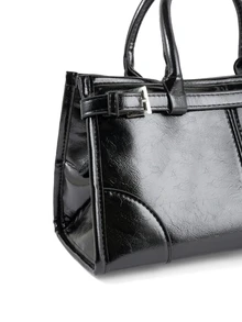 Rollcall New Fashion Simple & Elegant Messenger Bag, PU Leather Casual Vintage - Black - View 4