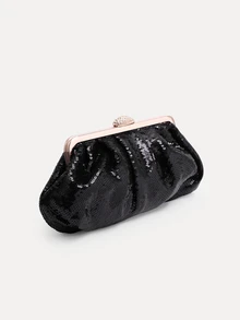TuEzra Shiny Silver Rhinestone Evening Bags Glitter Bling,Shiny Glamorous,Elegant Women's Sparkling Rhinestone - Black - View 2
