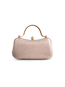 Rylithe Glamorous Glitter Bling, Sequin, Luxury, Shiny Mini Glitter Rhinestone Decor Box Bag Evening Bag, Dinner Bag, Wedding Items - Gold - View 3