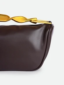 CHICVUE New Soft Metal Handle Mini Crossbody Bag Handbag For Women - Burgundy - View 4