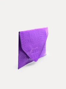 TuEzra Fashionable Solid Color Elegant Crocodile Embossed Envelope Clutch Bag, Casual Versatile Handbag - Purple - View 2