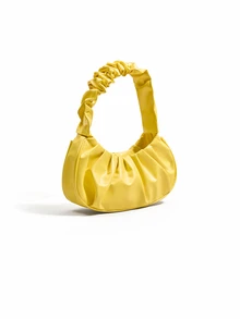 Trivaya Trendy fashion new cloud pleated solid color one-shoulder cross-body bag women's bag versatile solid color handbag women's bag - Kuning - View 2
