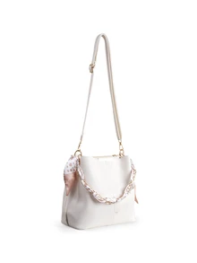 Rylithe PU Leather Bucket Bag With Chain Accent, Crossbody For Women , New Year, Cream Bag - White - View 2