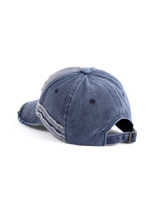 Rollcall 1pc Unisex Retro Distressed Vintage Washed Ripped Casual Baseball Cap, Suitable For Everyday Wear - Gray Blue a - View 2