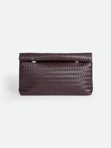 CHICVUE Tas Persegi Kecil dengan Gesper Magnetik Lipat, Terbuat dari Kulit PU Warna Polos, Ringan, Kapasitas Besar, Cocok untuk Pesta dan Makan Malam, Tas Multifungsi untuk Wanita - Kopi - View 1