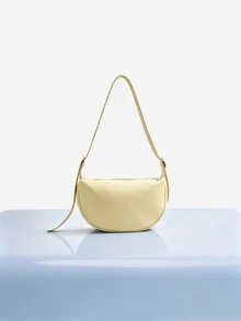 Trivaya Large Capacity Versatile Casual Niche Design Minimalist Solid Color Zipper Shoulder Crossbody Saddle Bag, Commuter Dumpling Bag - Multicolor - View 1
