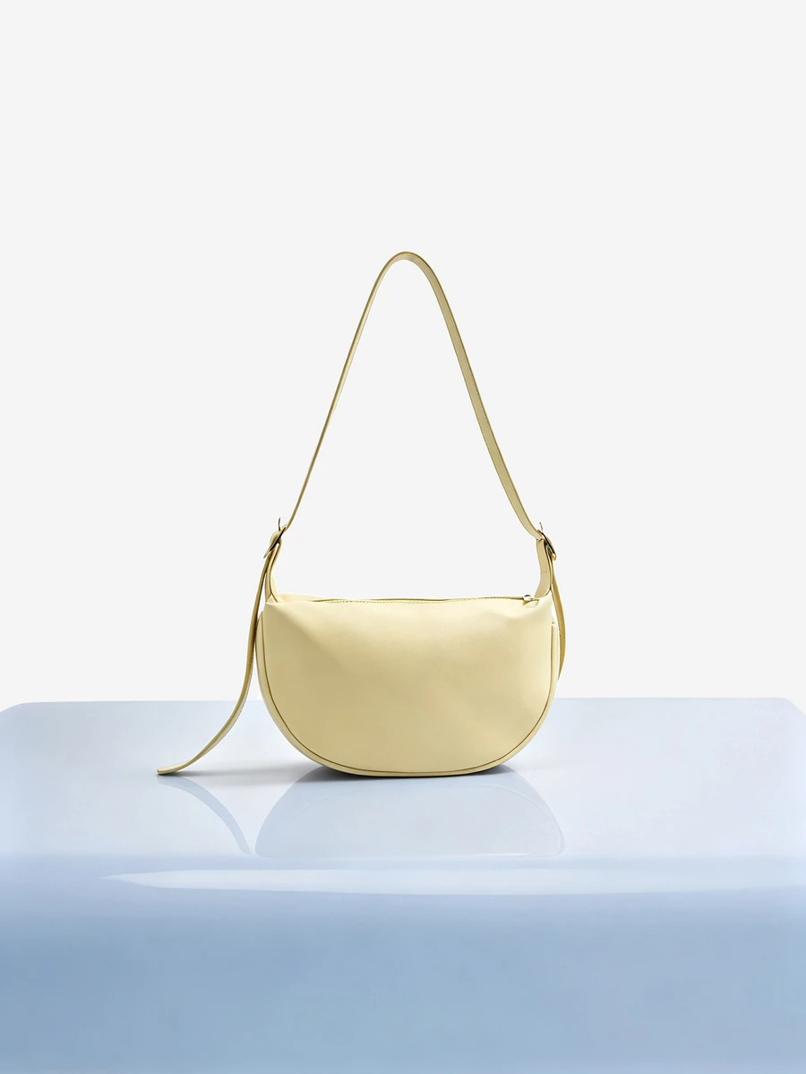 Trivaya Large Capacity Versatile Casual Niche Design Minimalist Solid Color Zipper Shoulder Crossbody Saddle Bag, Commuter Dumpling Bag - Multicolor - View 1