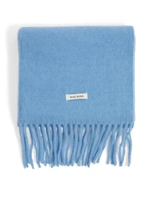 Okurime. 2025 Autumn/Winter Korean Style Solid Color Tassel Scarf, High-Quality Warm Knitted Scarf For Women, Autumn/Winter For Dress - Blue - View 2