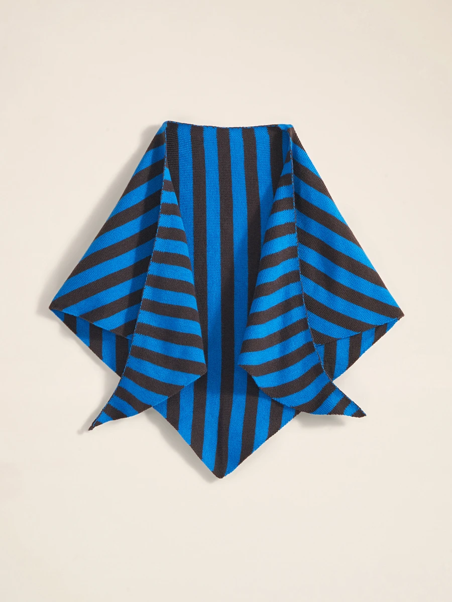 Okurime. 1Pc Women Classic Striped Knit Scarf, Korean Versatile Shawl Headband, Fashion Accessory For Daily Dresses - Multicolor - View 1