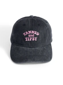 Okurime. 1pc Women's "TANNED AND TIPSY" Embroidered Soft Top Baseball Cap, Adjustable Brim - A - View 2