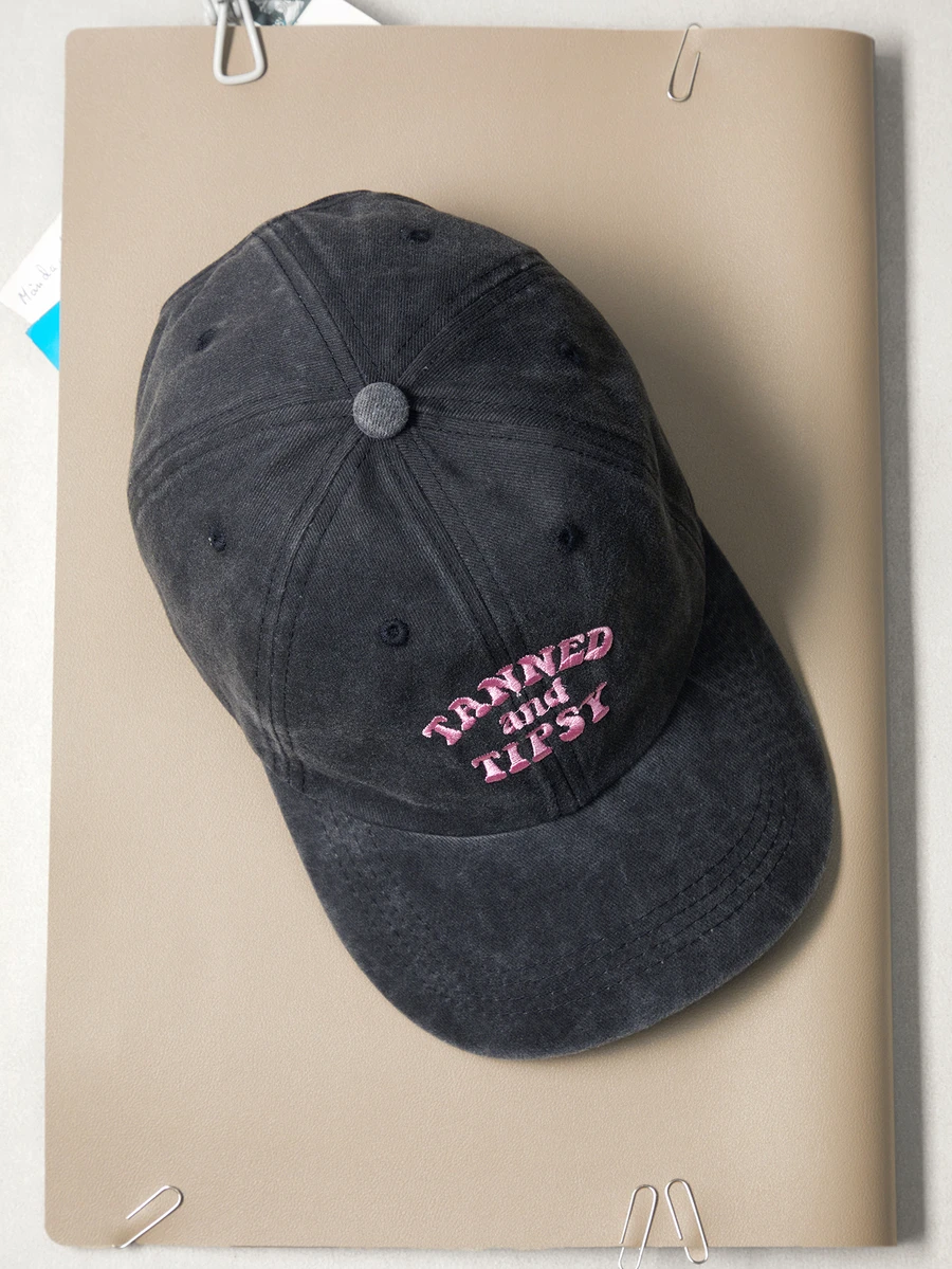 Okurime. 1pc Women's "TANNED AND TIPSY" Embroidered Soft Top Baseball Cap, Adjustable Brim - A - View 1