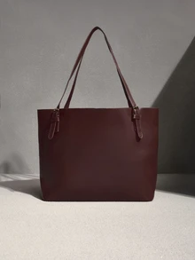 NobleVue Túi tote nữ màu đen dung tích lớn, túi xách đeo vai da PU phong cách tối giản, khóa cài nút, túi thời trang đi làm văn phòng và đi học - Nhiều màu - Xem 3
