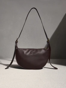 NobleVue Fashionable New Women's Shoulder Bag, Solid Color Minimalist PU Leather High-End, Suitable For Dates, Shopping, Versatile, Large Capacity, Exquisite - Coffee - View 1