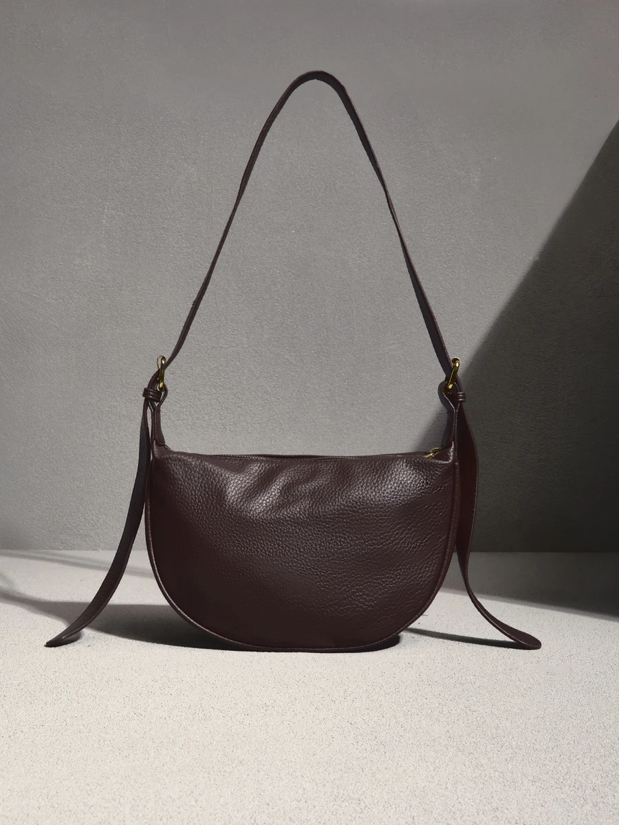 NobleVue Fashionable New Women's Shoulder Bag, Solid Color Minimalist PU Leather High-End, Suitable For Dates, Shopping, Versatile, Large Capacity, Exquisite - Coffee - View 1