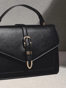 NobleVue Fashion Decorative Flap Square Handbag Crossbody Bag For Women - Black - View 4