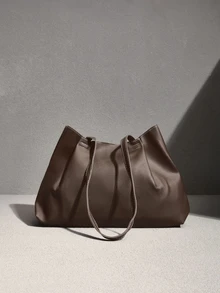 NobleVue 2026 Spring New Arrival High-End Fashion Pleated Large Capacity Tote Bag With Scarf, Luxury Versatile Shoulder Handbag,Business Professional Women - Coffee Brown - View 3