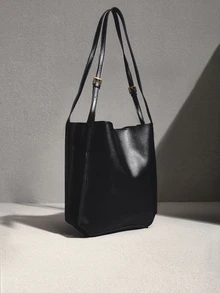 NobleVue New Retro Style Women Large Capacity Shoulder Bag, Fashionable Tote Bag, Autumn/Winter - Black - View 2