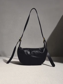 NobleVue New Fashion Women's Solid Color Minimalist Shoulder Bag, PU Material, Suitable For Dates, Shopping, Versatile And Elegant - Black - View 1