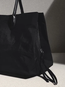 NobleVue Women's Large Capacity Nylon Tote Bag, Multiple Zipper Pockets, Waterproof Shoulder Handbag, Suitable For Office Laptop, Daily Commute, Shopping - Black - View 4