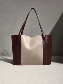 NobleVue Túi tote nữ màu đen dung tích lớn, túi xách đeo vai da PU phong cách tối giản, khóa cài nút, túi thời trang đi làm văn phòng và đi học - Nhiều màu - Xem 1