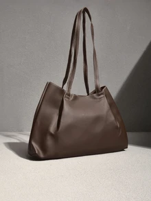 NobleVue 2026 Spring New Arrival High-End Fashion Pleated Large Capacity Tote Bag With Scarf, Luxury Versatile Shoulder Handbag,Business Professional Women - Coffee Brown - View 2