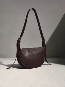 NobleVue Fashionable New Women's Shoulder Bag, Solid Color Minimalist PU Leather High-End, Suitable For Dates, Shopping, Versatile, Large Capacity, Exquisite - Coffee - View 2