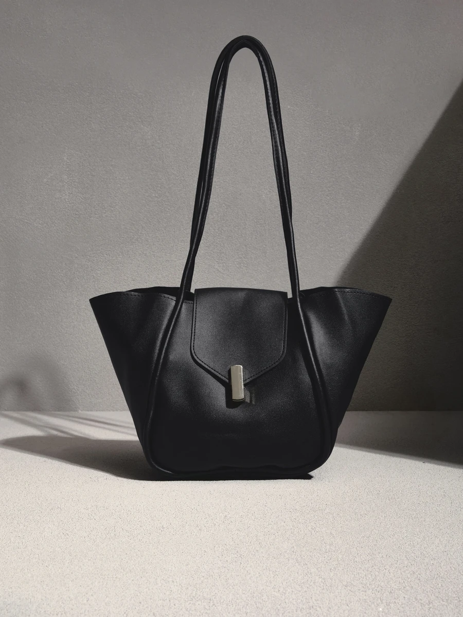 NobleVue New Fashion Women's Shoulder Bag, Made Of Classic Solid Color Waterproof PU Material - Black - View 1