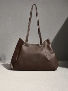 NobleVue 2026 Spring New Arrival High-End Fashion Pleated Large Capacity Tote Bag With Scarf, Luxury Versatile Shoulder Handbag,Business Professional Women - Coffee Brown - View 1