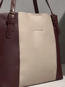 NobleVue Túi tote nữ màu đen dung tích lớn, túi xách đeo vai da PU phong cách tối giản, khóa cài nút, túi thời trang đi làm văn phòng và đi học - Nhiều màu - Xem 4