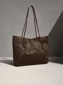 NobleVue 2026 Spring New Coffee Suede Vintage Large Capacity Business Commute Shoulder Underarm Women's Bag - Coffee Brown - View 2