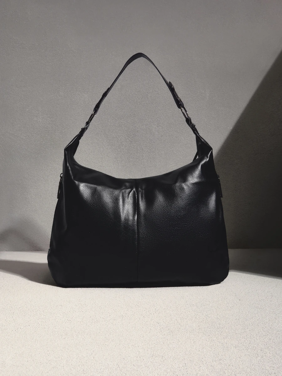NobleVue 1 buah Tas Tangan Minimalis Modis Wanita - Tas Tote Bahu Kapasitas Besar - Hitam - View 1