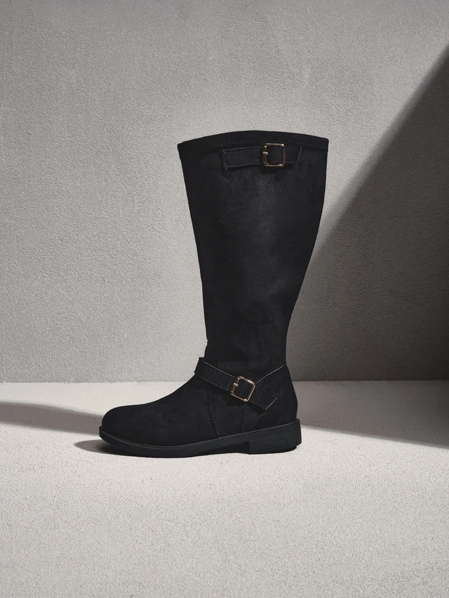NobleVue Fall/Winter Women's Over-The-Knee Boots, Fashion Black Side Zipper Motorcycle Boots - Black - View 1