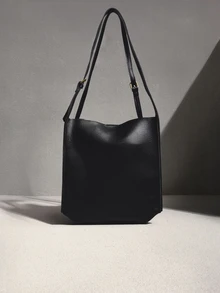 NobleVue New Retro Style Women Large Capacity Shoulder Bag, Fashionable Tote Bag, Autumn/Winter - Black - View 3